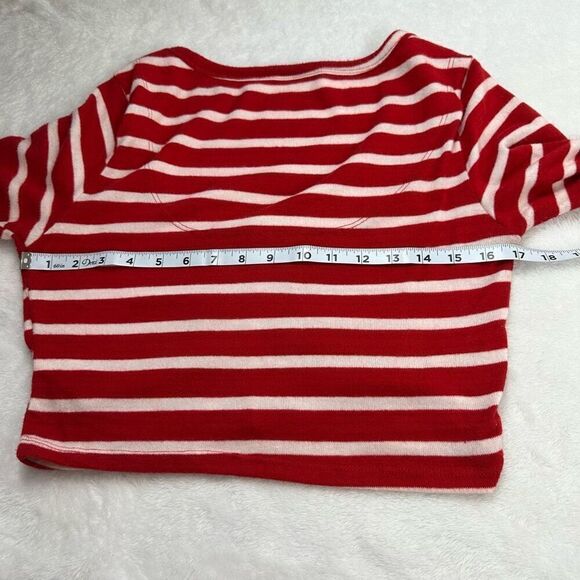 Colsie Women's L 2Pc Crop Top Pajama Lounge Set Red And White Stripes Preppy - Picture 9 of 13